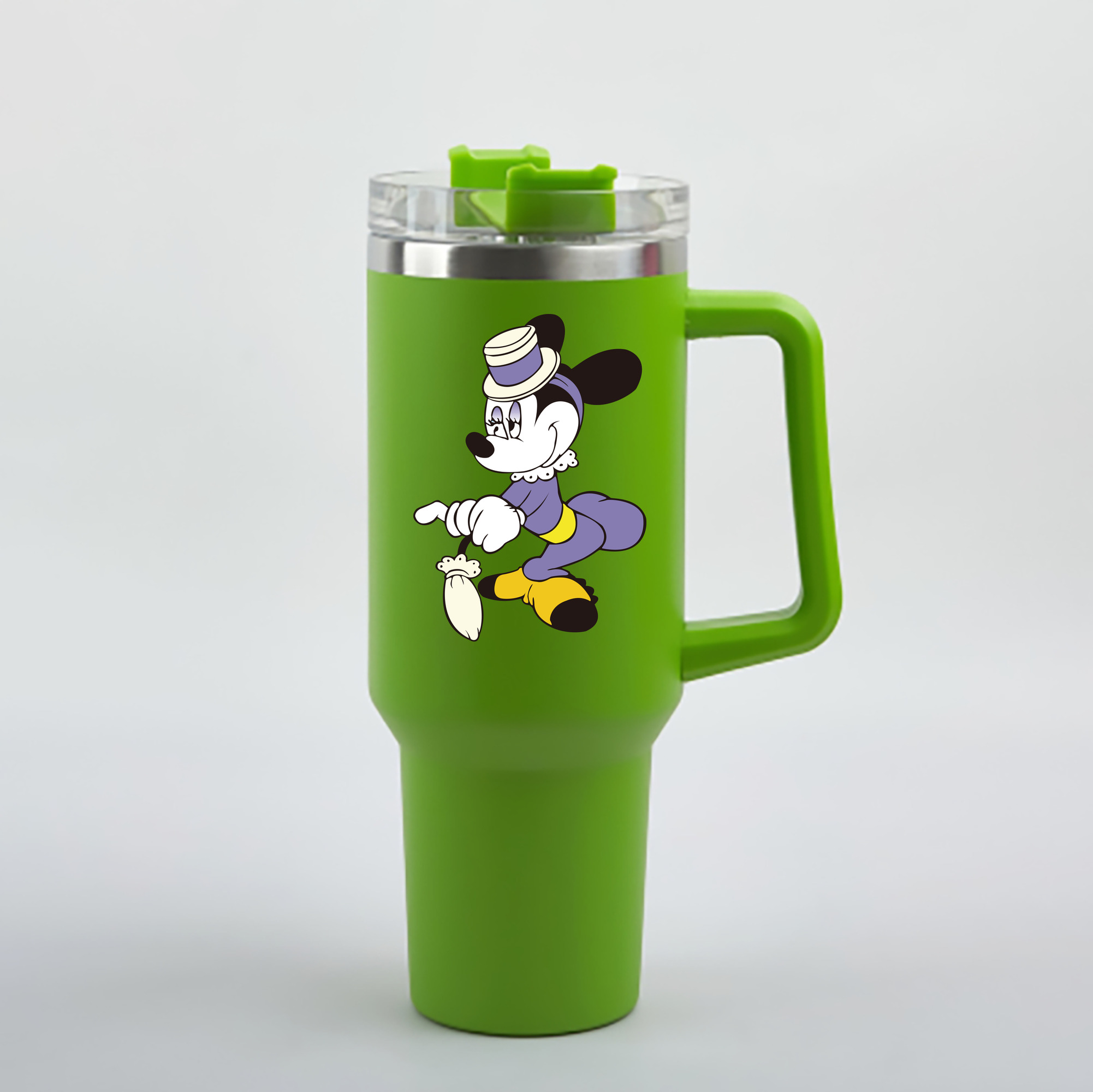 （画像用） ミッキーマウス Mickey Mouse 1200mL車用タンブラー - クリスタルステッカー（プラスチックストロー付き）